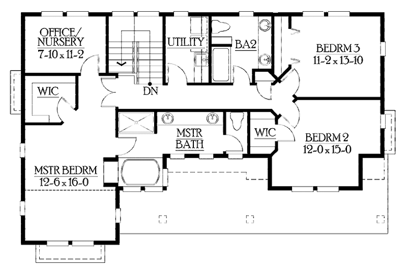 Home Plan - Floor Plan - Upper Floor for Craftsman House Plan #132-393 - 4 bed, 3.5 bath