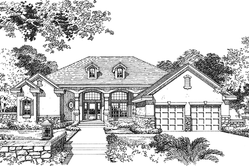 Home Plan - Mediterranean Exterior - Front Elevation Plan #417-623