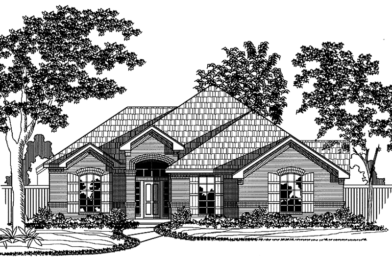 House Blueprint - Exterior - Front Elevation 3 for Mediterranean House Plan #946-5 - 3 bed, 2 bath