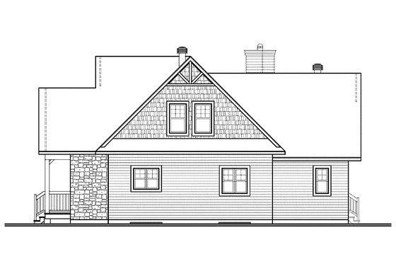 Exterior - Rear Elevation for European House Plan #23-2484 - 3 bed, 2.5 bath