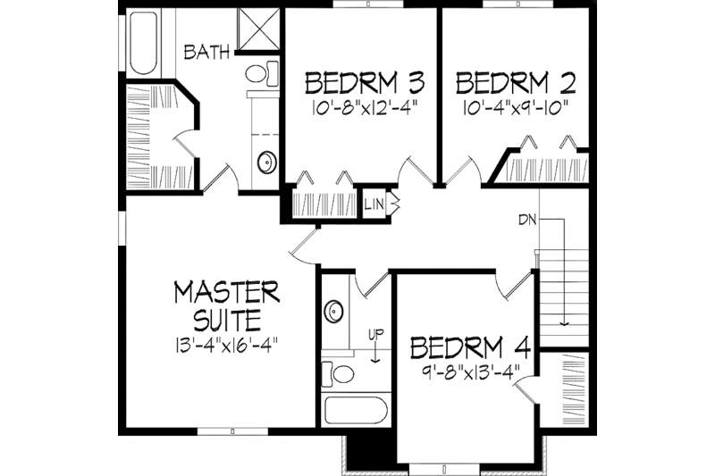 Dream House Plan - Floor Plan - Upper Floor for Traditional House Plan #51-865 - 4 bed, 2.5 bath