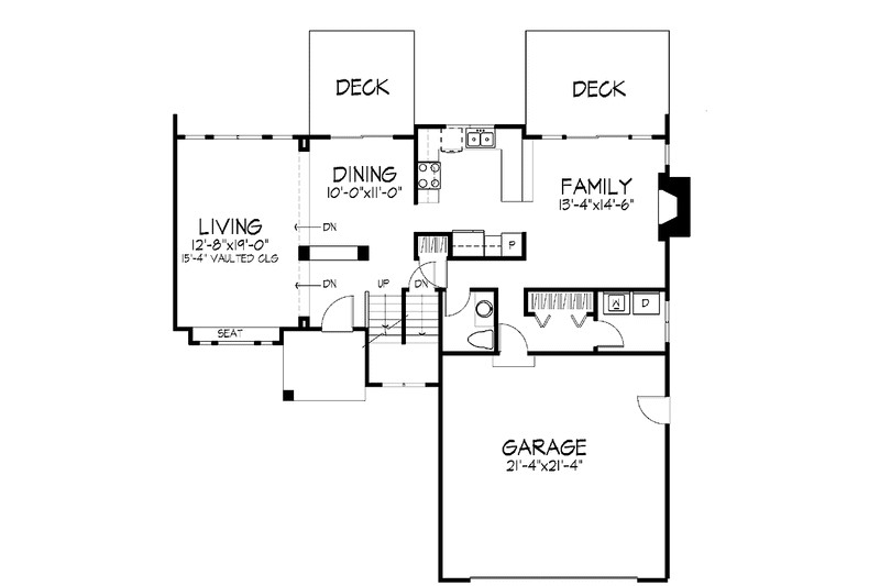 Architectural House Design - Floor Plan - Main Floor for Contemporary House Plan #320-737 - 3 bed, 2.5 bath