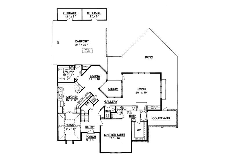 Home Plan - Floor Plan - Main Floor for Mediterranean House Plan #45-382 - 4 bed, 2.5 bath