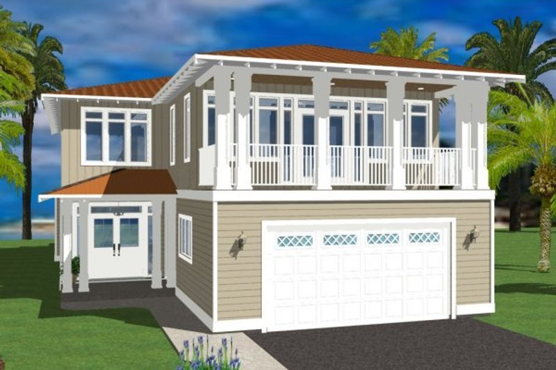Architectural House Design - Beach Exterior - Front Elevation Plan #126-154