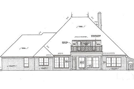 Exterior - Rear Elevation for European House Plan #310-985 - 3 bed, 3.5 bath