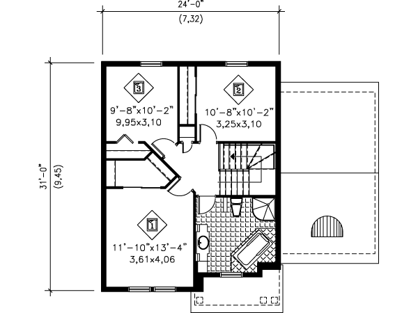 European Floor Plan - Upper Floor Plan #25-4168