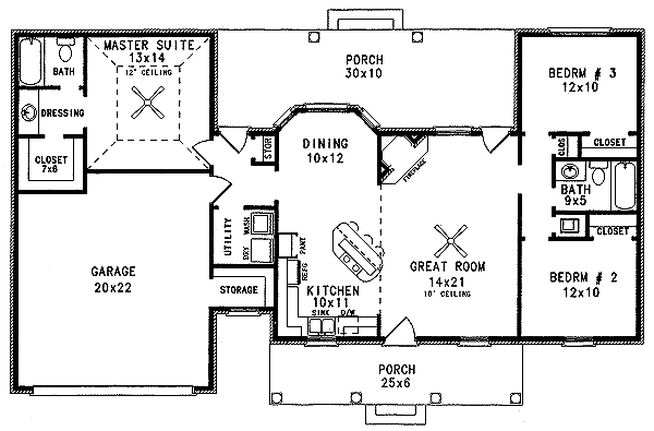 Home Plan - Colonial Floor Plan - Main Floor Plan #14-139