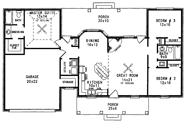 Dream House Plan - Colonial Floor Plan - Main Floor Plan #14-139