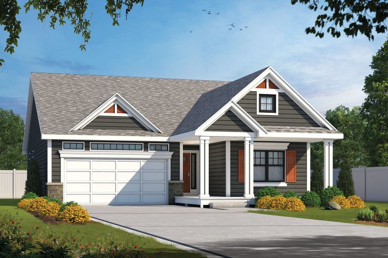 Traditional Style House Plan - 2 Beds 2 Baths 1511 Sq/Ft Plan #20-2592 Exterior