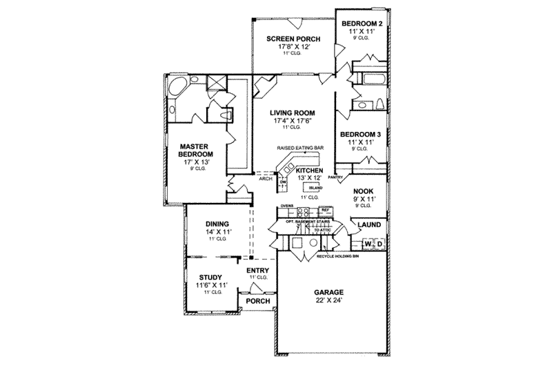 Home Plan - Floor Plan - Main Floor for Traditional House Plan #20-1589 - 3 bed, 2 bath