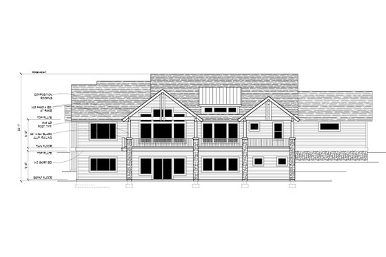 Exterior - Rear Elevation for Craftsman House Plan #112-222 - 5 bed, 4 bath