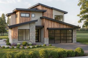 Architectural House Design - Exterior - Front Elevation for Contemporary House Plan #1100-97 - 3 bed, 2.5 bath