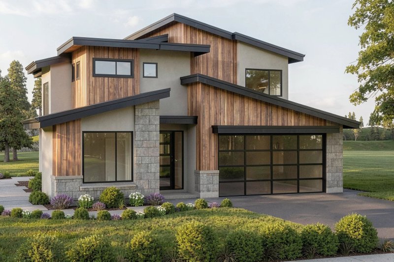 Architectural House Design - Exterior - Front Elevation 2 for Contemporary House Plan #1100-97 - 3 bed, 2.5 bath