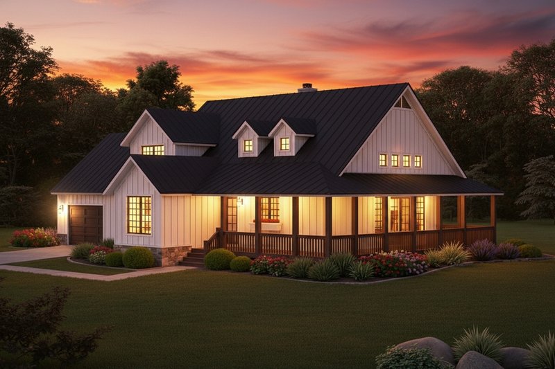 Architectural House Design - Exterior - Front Elevation 5 for Farmhouse House Plan #932-1416 - 4 bed, 3.5 bath
