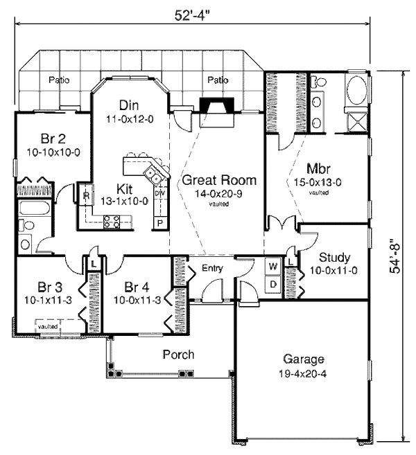 Architectural House Design - Traditional Floor Plan - Main Floor Plan #57-369