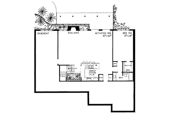 Floor Plan - Lower Floor for Ranch House Plan #72-213 - 3 bed, 3.5 bath