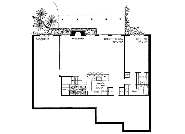 Ranch Floor Plan - Lower Floor Plan #72-213
