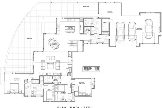 Floor Plan - Main Floor for Contemporary House Plan #892-15 - 3 bed, 3.5 bath