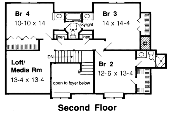 Floor Plan - Upper Floor for Traditional House Plan #312-306 - 5 bed, 4.5 bath
