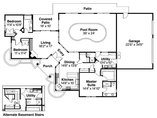 Ranch Floor Plan - Main Floor Plan #124-340