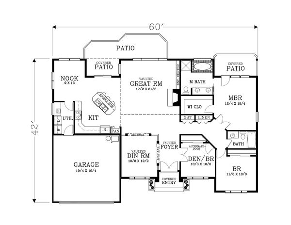Craftsman Floor Plan - Main Floor Plan #53-511
