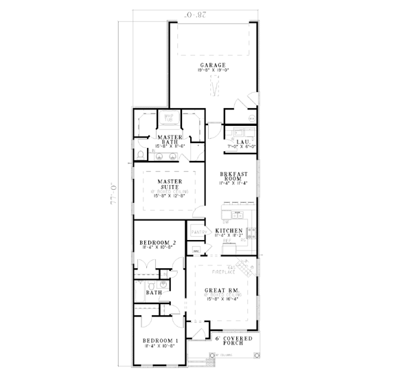 Architectural House Design - Southern Floor Plan - Main Floor Plan #17-1074