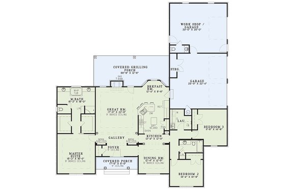 Floor Plan - Main Floor for Ranch House Plan #17-174 - 3 bed, 2.5 bath