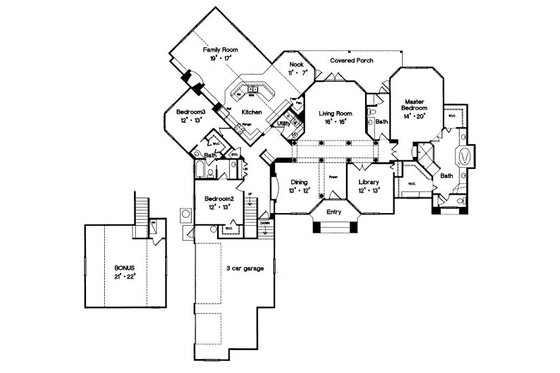 Floor Plan - Main Floor for European House Plan #417-371 - 3 bed, 2.5 bath