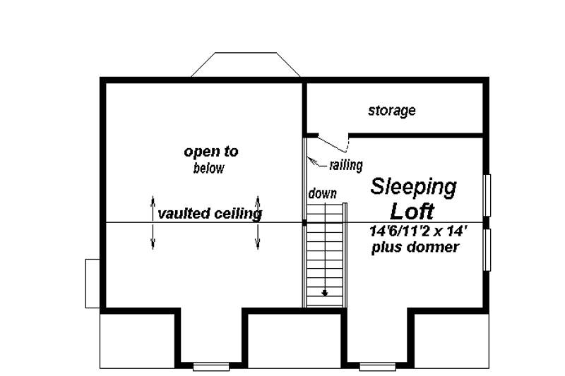 Dream House Plan - Floor Plan - Upper Floor for Country House Plan #18-297 - 2 bed, 1 bath