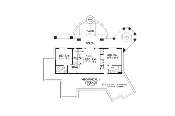 Floor Plan - Lower Floor for Craftsman House Plan #929-26 - 3 bed, 3.5 bath