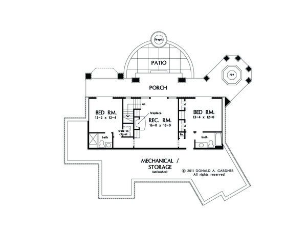 Craftsman Floor Plan - Lower Floor Plan #929-26