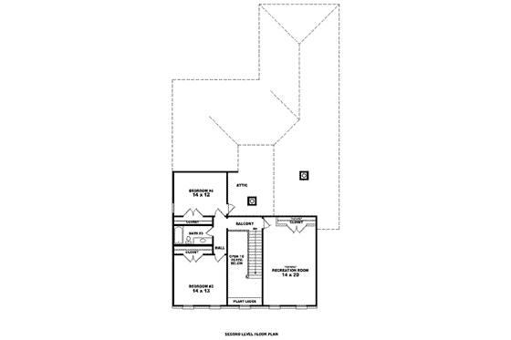 Floor Plan - Upper Floor for Colonial House Plan #81-1590 - 4 bed, 3 bath