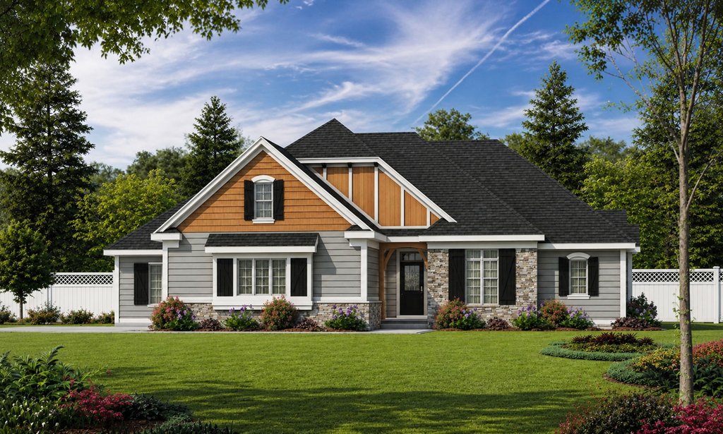 Exterior - Front Elevation 2 for European House Plan #20-2264 - 3 bed, 3.5 bath