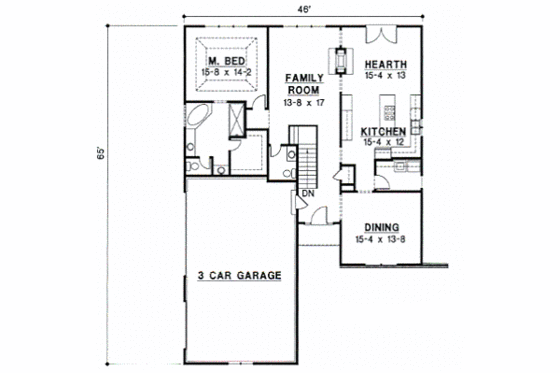 Floor Plan - Main Floor for European House Plan #67-271 - 3 bed, 3 bath