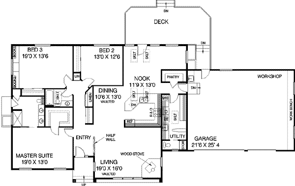 Bungalow Floor Plan - Main Floor Plan #60-387