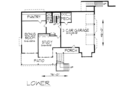 Floor Plan - Lower Floor for Traditional House Plan #303-332 - 5 bed, 3.5 bath
