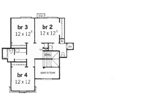 Floor Plan - Upper Floor for European House Plan #16-218 - 4 bed, 3.5 bath