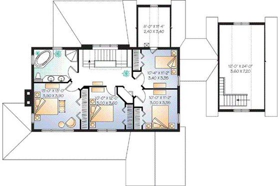 Floor Plan - Upper Floor for Farmhouse House Plan #23-877 - 4 bed, 2 bath