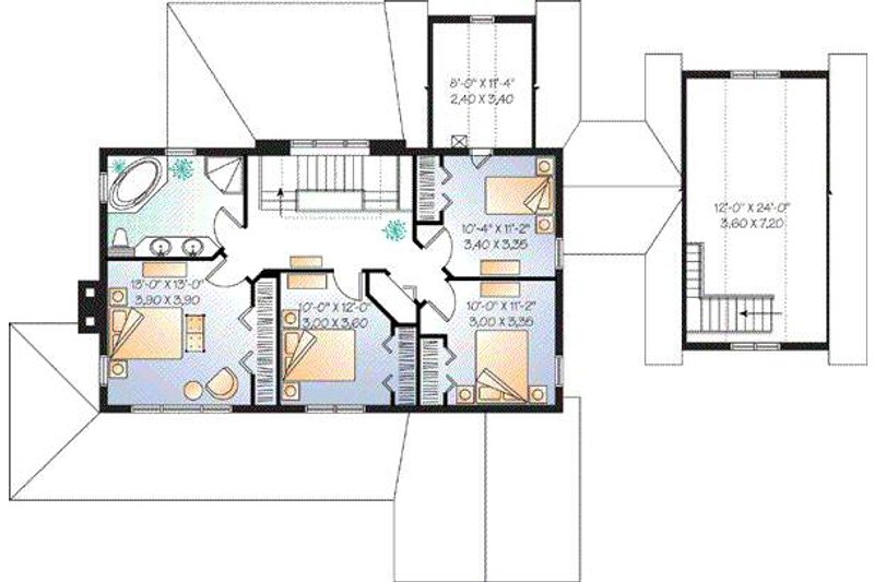 House Blueprint - Floor Plan - Upper Floor for Farmhouse House Plan #23-877 - 4 bed, 2 bath