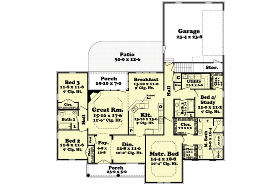 Floor Plan - Main Floor for European House Plan #430-48 - 4 bed, 3 bath