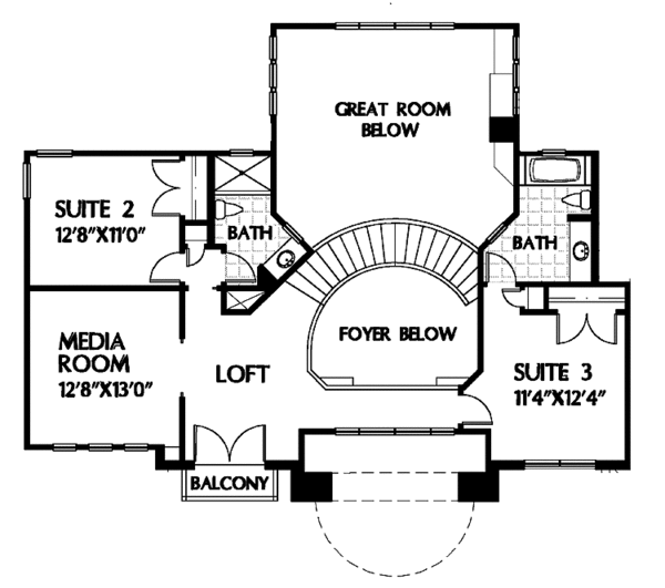 House Plan Design - Mediterranean Floor Plan - Upper Floor Plan #999-50