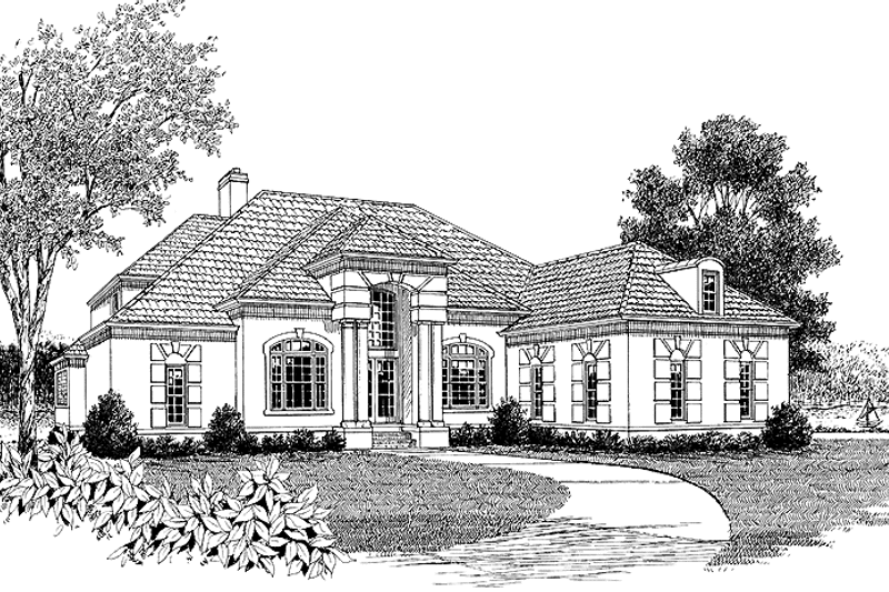 Architectural House Design - Exterior - Front Elevation 3 for Mediterranean House Plan #453-178 - 4 bed, 3.5 bath