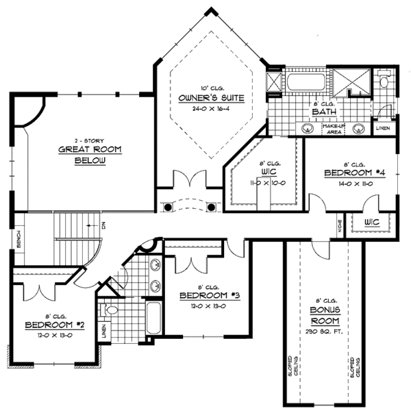 Dream House Plan - Colonial Floor Plan - Upper Floor Plan #51-677
