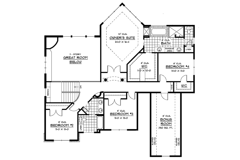 Home Plan - Floor Plan - Upper Floor for Colonial House Plan #51-677 - 4 bed, 2.5 bath