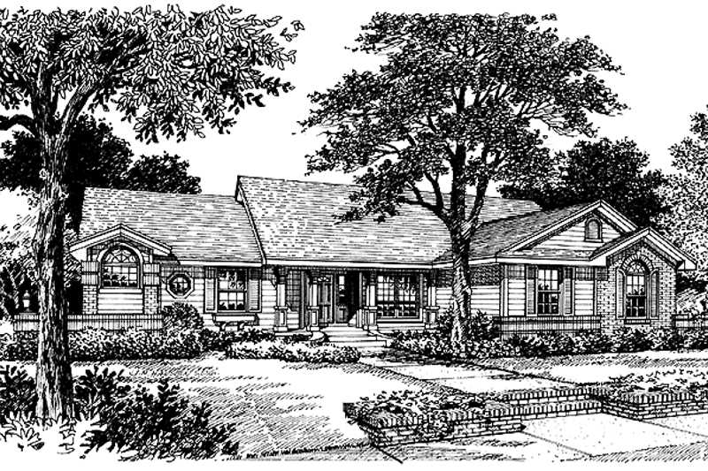 House Blueprint - Exterior - Front Elevation 3 for Ranch House Plan #417-691 - 4 bed, 2 bath