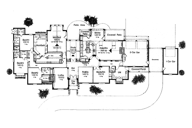 Dream House Plan - Floor Plan - Main Floor for European House Plan #310-1057 - 4 bed, 4.5 bath
