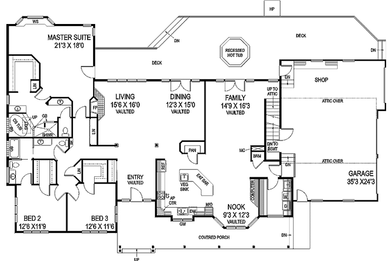 Home Plan - Floor Plan - Main Floor for Country House Plan #60-829 - 3 bed, 2.5 bath