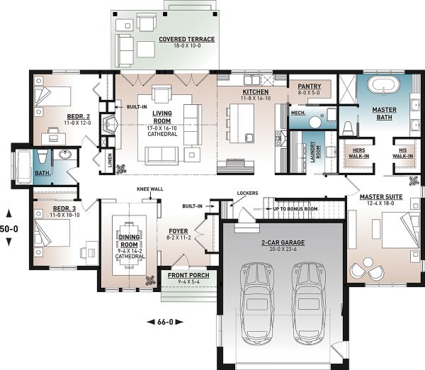 House Blueprint - Farmhouse Floor Plan - Main Floor Plan #23-2723