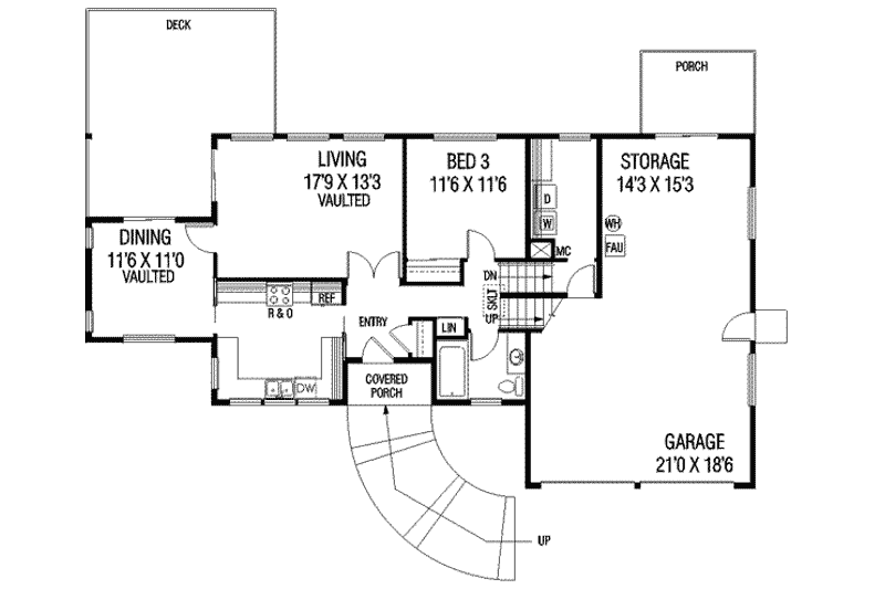 House Plan Design - Floor Plan - Main Floor for Traditional House Plan #60-393 - 3 bed, 2 bath