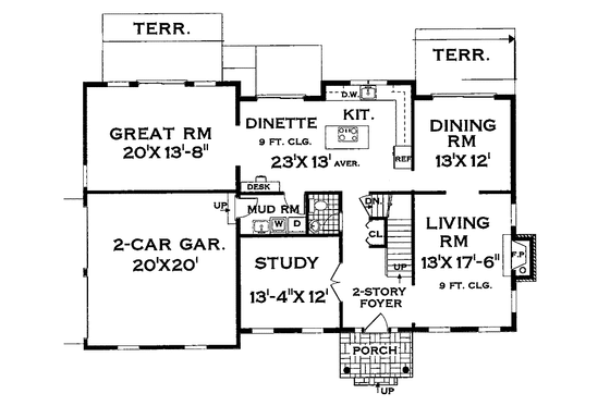 Floor Plan - Main Floor for Traditional House Plan #3-256 - 4 bed, 2.5 bath